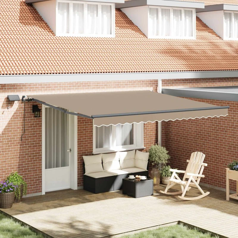 vidaXL Udtrækkelig Markise Beige 400×300 cm med LED