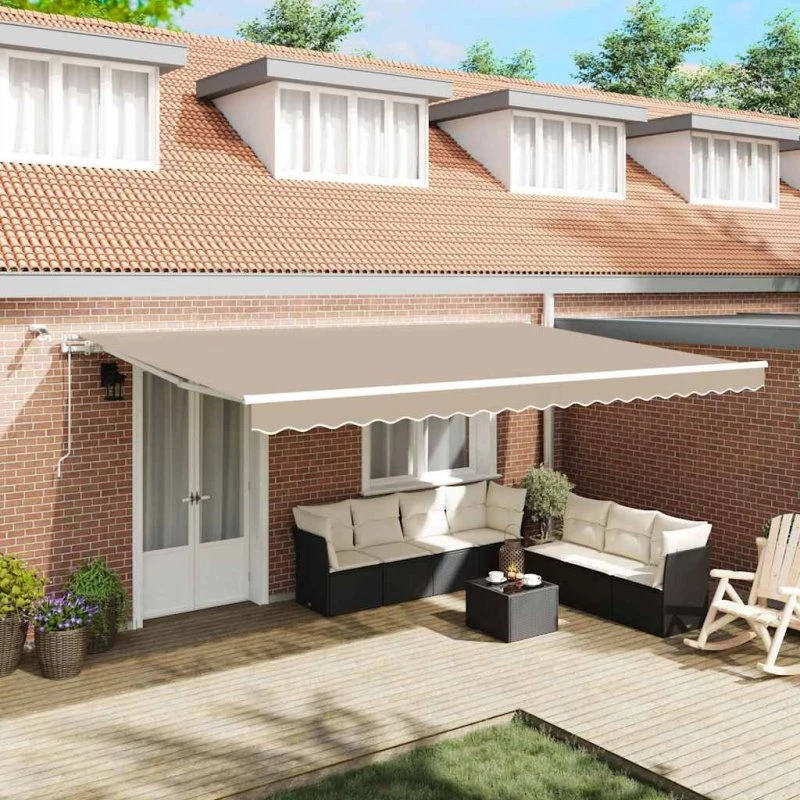 vidaXL Udtrækkelig Markise Beige 500×350 cm med Fjernbetjening