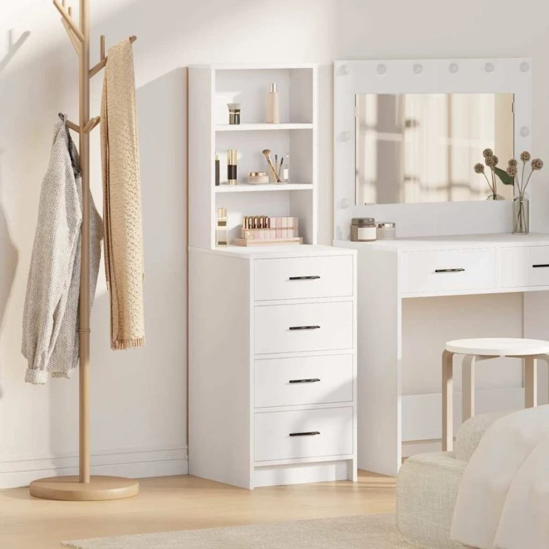 vidaXL Highboard med skuffer, hvid, 40 x 41 x 135 cm