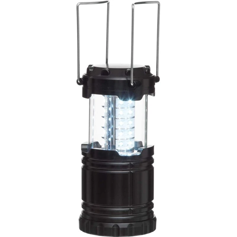 Atom Campinglygte 30 LED, foldbar, batteridrevet, svart