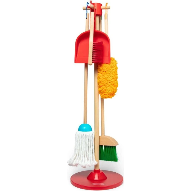Melissa & Doug Dust Sweep & Mop - Rengøringslegesæt med opbevaringsstativ