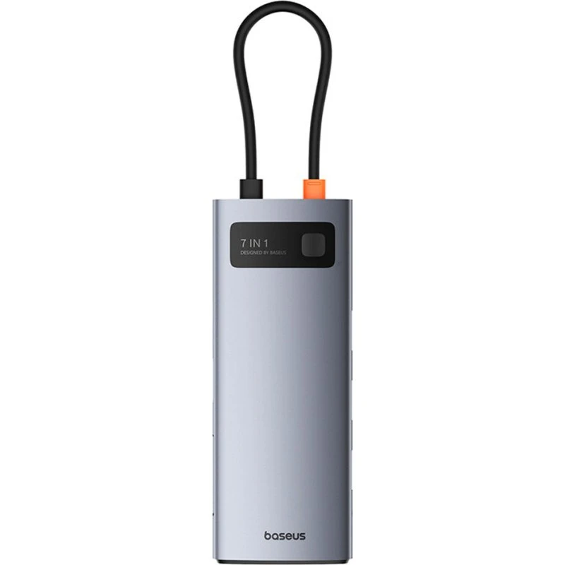 Baseus Metal Gleam 7-in-1 HDMI 4K@60Hz USB-C Dockingstation - Grå