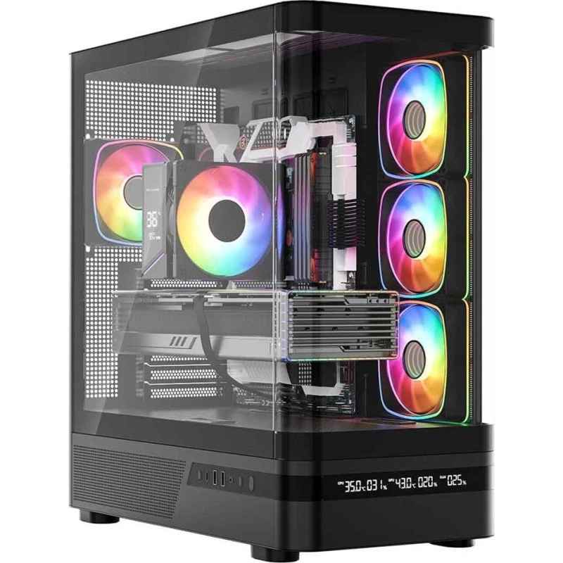Modecom Volcano AQ200 ARGB Midi-Tower, Sort