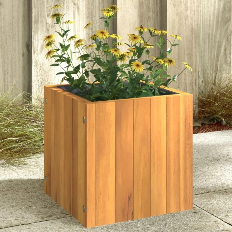 vidaXL Plantekasse 25x25x25 cm i Massivt Akacietræ, Oliefærdet
