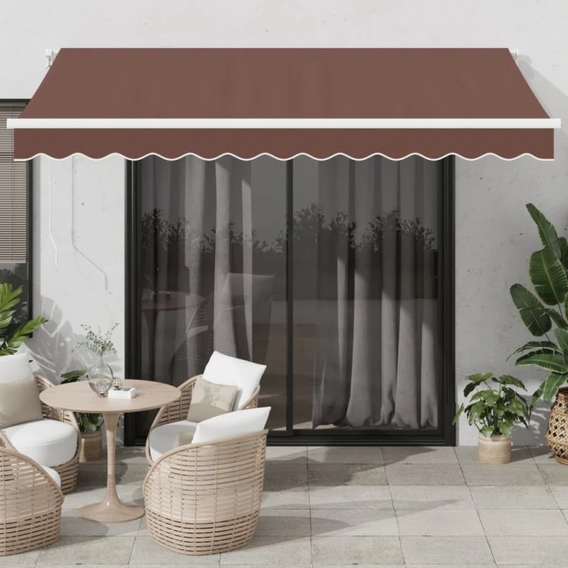 vidaXL Markise med LED-lys 350x250 cm automatisk brun