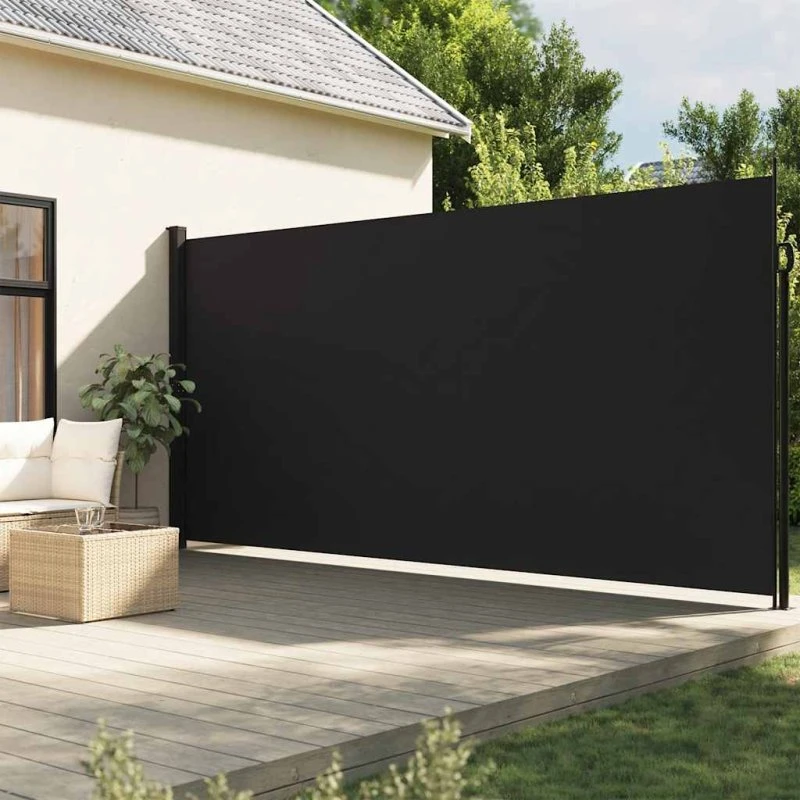 vidaXL Sidemarkise 200x300 cm Sammenrullelig Sort
