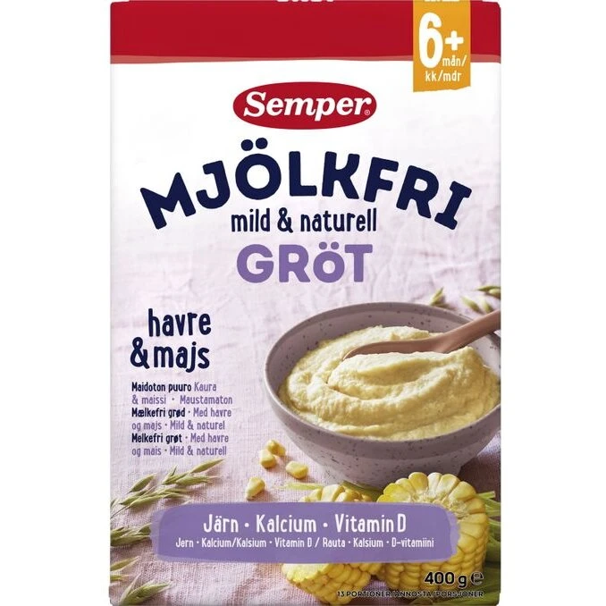 Semper Mælkefri Grød Havre & Majs 400 g