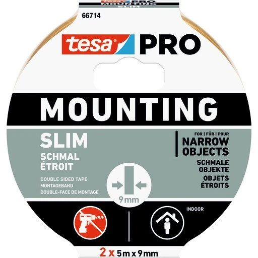 tesa PRO Mounting Slim 9 mm x 5 m, 2 ruller