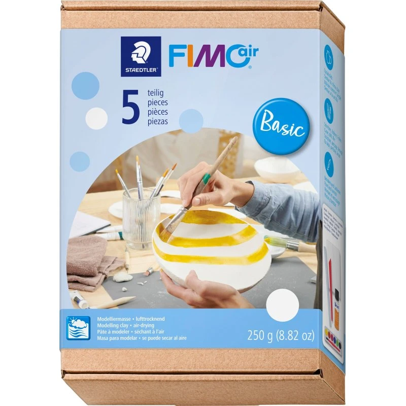 Fimo Air Basic modeller sæt – Lufttørrende ler til skole, børnehave og hobby