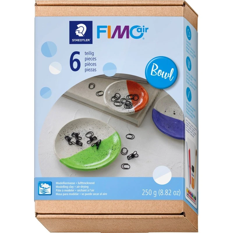 Fimo Air Skåle Sæt, 6 dele – Lufttørrende Ler til Skole og Hobby