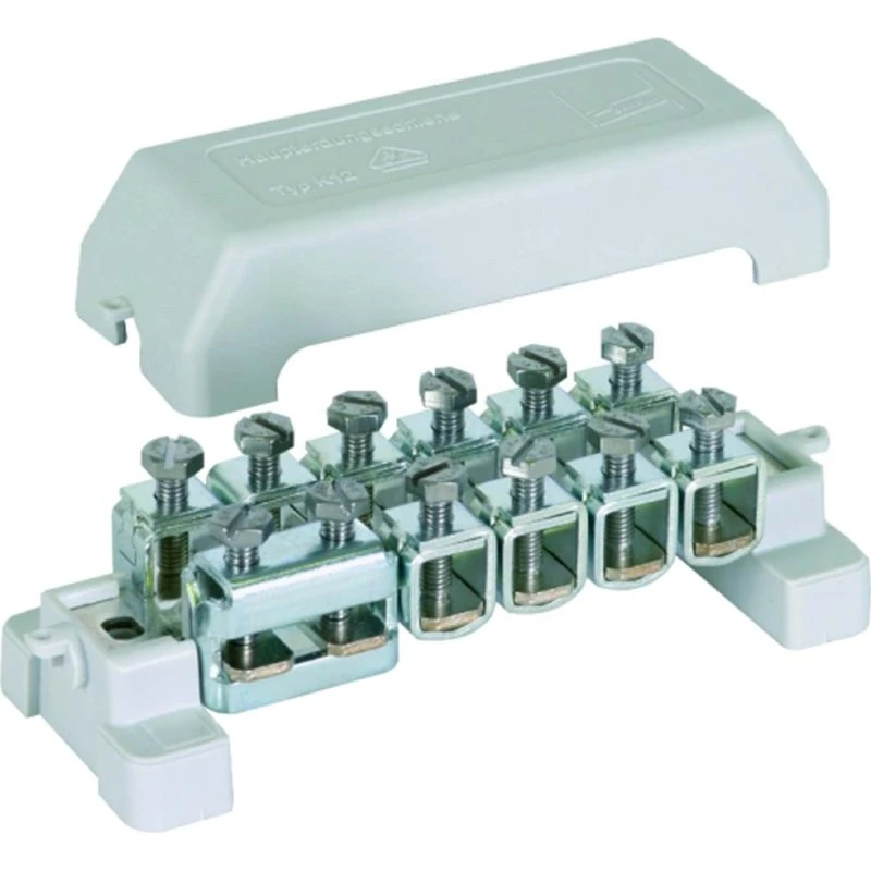 K12 10-leder Potentialudligningsskinne med dæksel 2,5-95 mm²