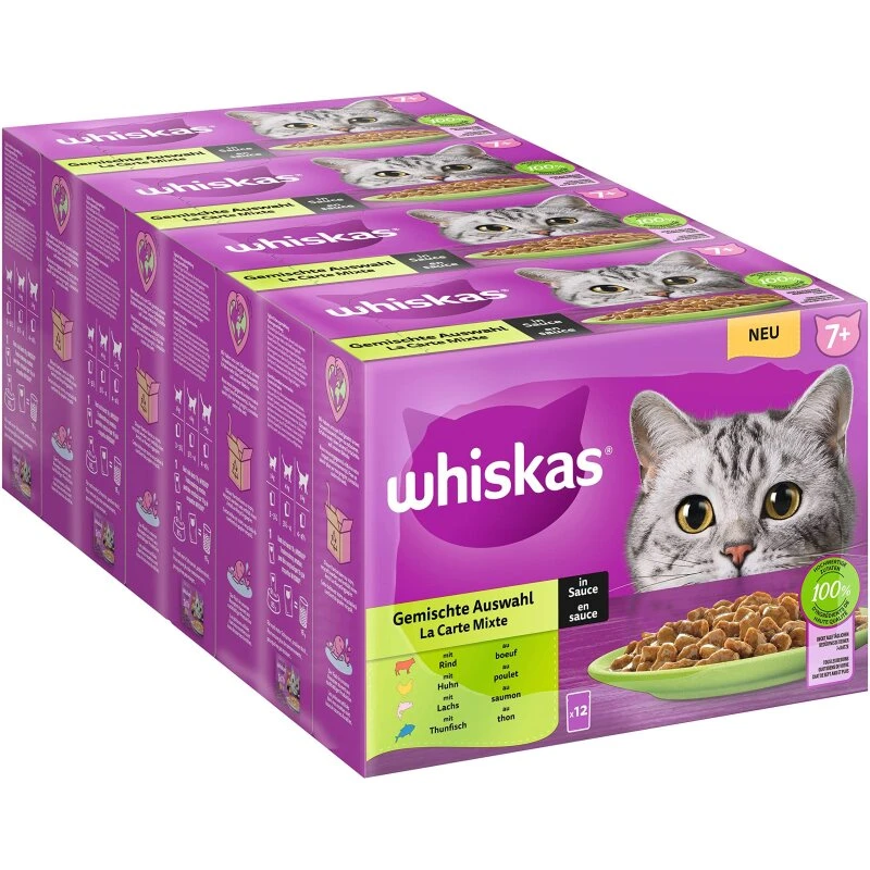 Whiskas Senior 7+ vådmad i sauce 12x85g (48 stk)