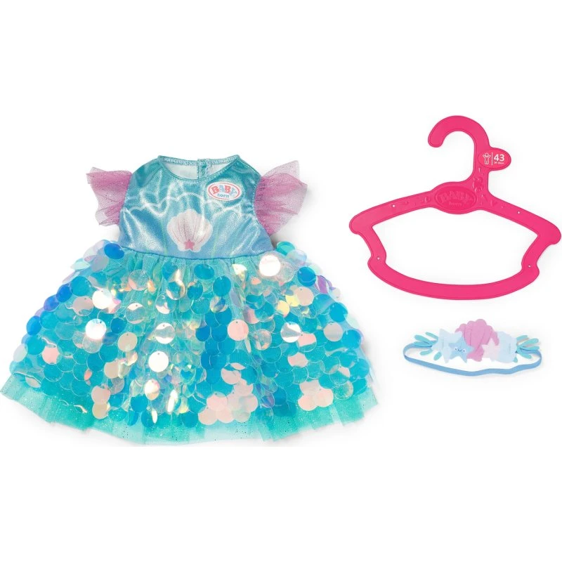 Baby Born Mermaid Dress med pailletter og tiara