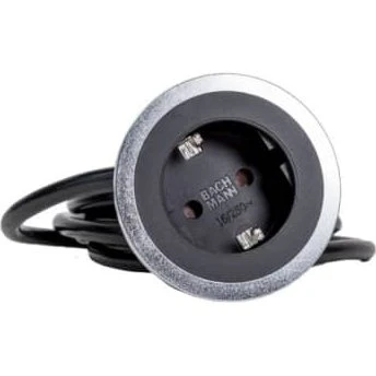 Bachmann PIX enkelt el-udtag 1x Schuko, sort, 2m ledning