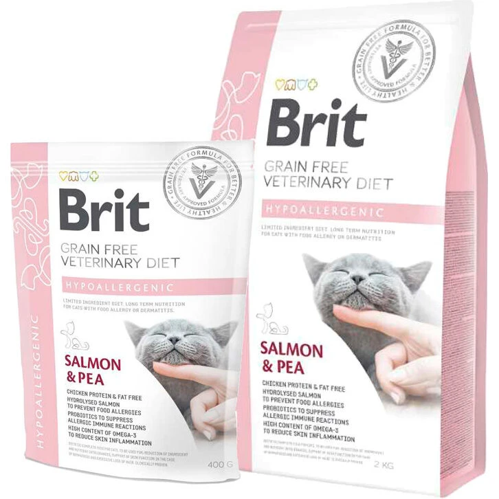 Brit Veterinary Diet Grain Free Kattefoder 2 kg - hypoallergen (laks)