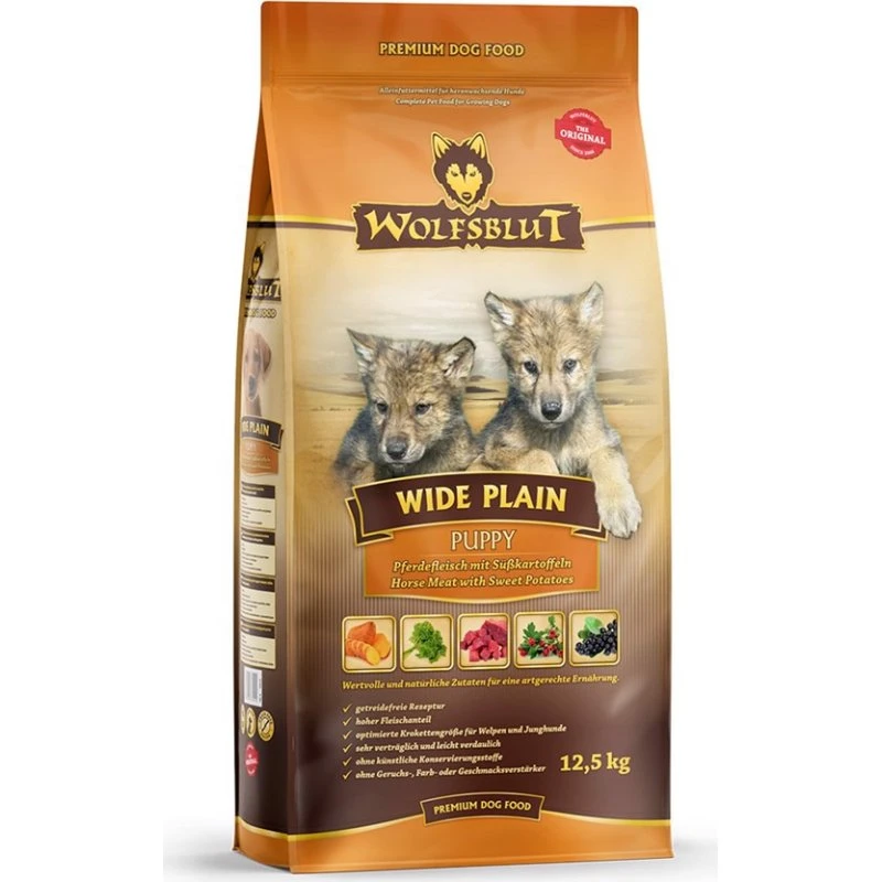 Wolfsblut Wide Plain Puppy Hest med søde kartofler, 12,5 kg