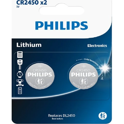 Philips CR2450 Lithiumbatterier, 2 stk.