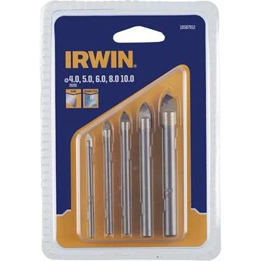 Irwin Glas og Flisebor Sæt 4-5-6-8-10 mm