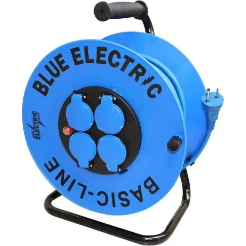 Blue Electric BasicLine Kabeltromle 25 m, 4 udtag, blå