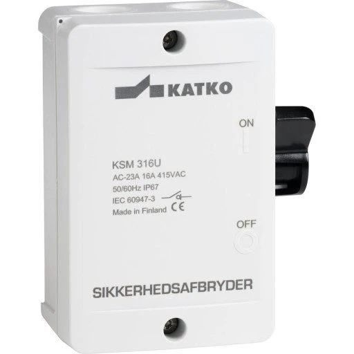 Katko KSM316U 16A 3P sikkerhedsafbryder M20 med hjælpekontakt