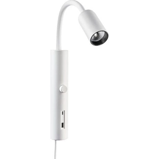 SG Tube Væglampe med USB, 2700K, hvid
