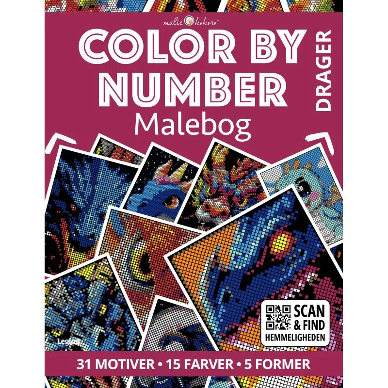 Malebog: Color by Number - Drager - Paperback