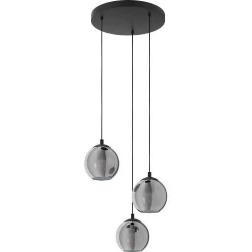 Eglo Ariscani klyngependel, 3-armet, sort røget glas, 1100x425 mm