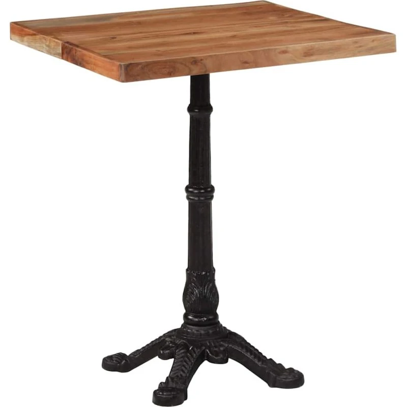 vidaXL Bistrobord 60x60x76 cm i massivt akacietræ med støbejerns-fod