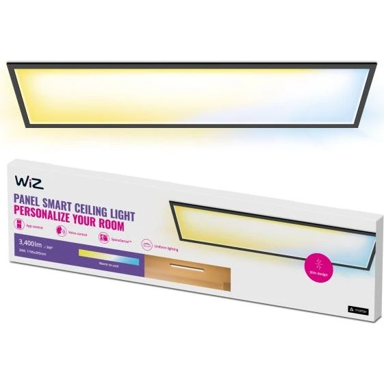 WiZ Panel Ceiling RT 36W Sort 120x30 cm, justerbar hvidt lys