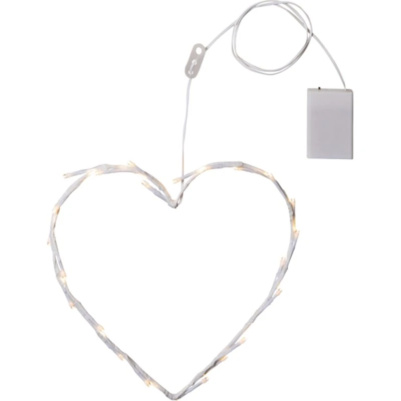 Star Trading Crispy hjerte med lys, 24 LED, hvid, batteridrevet