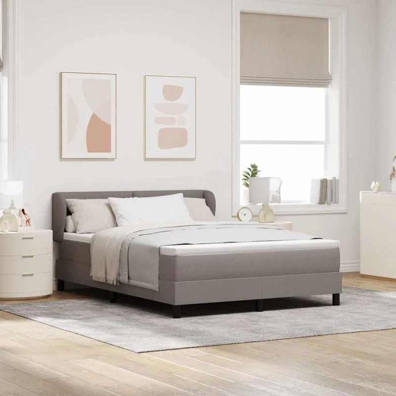 vidaXL Box spring seng med hovedgærde Gråbrun 140x200 cm