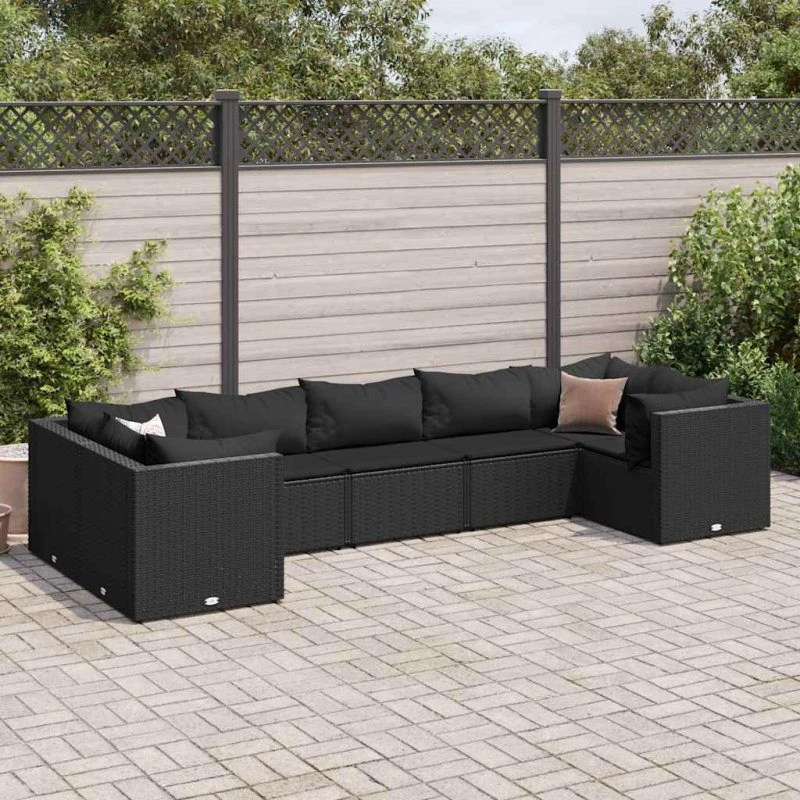 Haven 7-deles loungesæt i polyrattan, grå