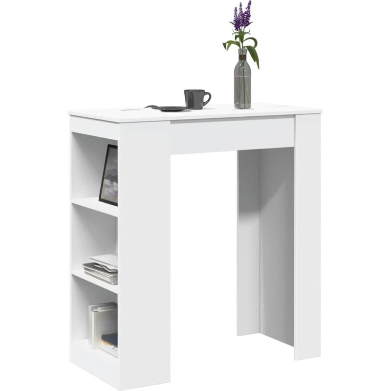 vidaXL Barbord 95x47x103,5 cm hvid konstrueret træ med opbevaring