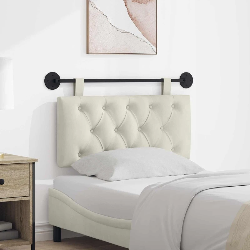 vidaXL Hængende Sengegavl med LED-lys, Creme, 90 × 55 cm