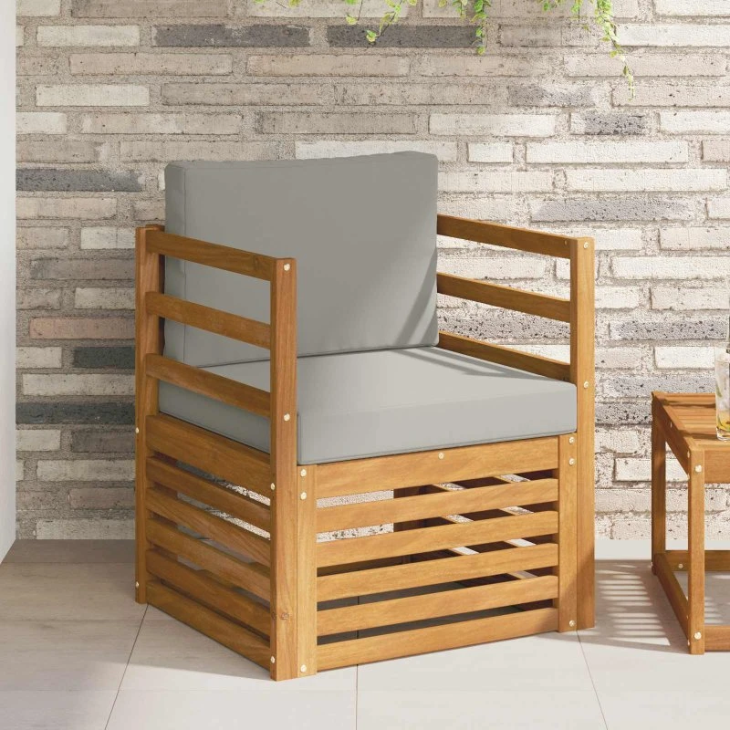 vidaXL Udendørs Sofa Soli Akacietræ & Polyester, Naturfarvet