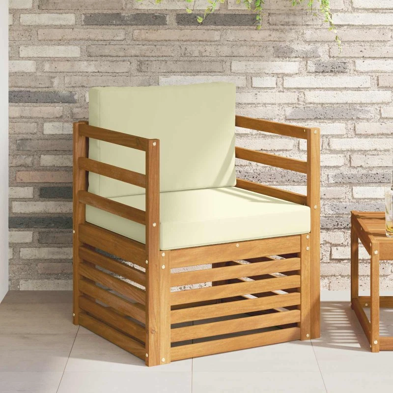 vidaXL Udendørs Sofa Soli Akacietræ & Polyester Naturfarvet