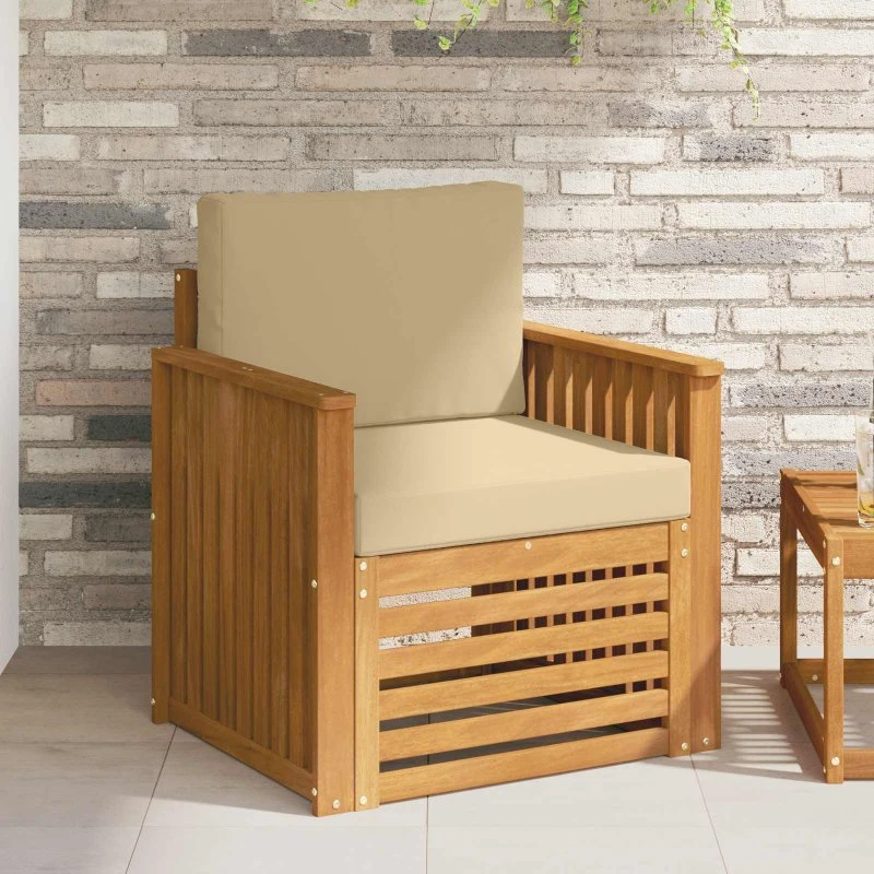 vidaXL Udendørs Sofa Soli Akacietræ 1-plads Naturfarvet