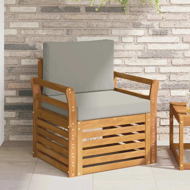 vidaXL Udendørs Sofa Soli Akacietræ & Polyester Naturfarvet