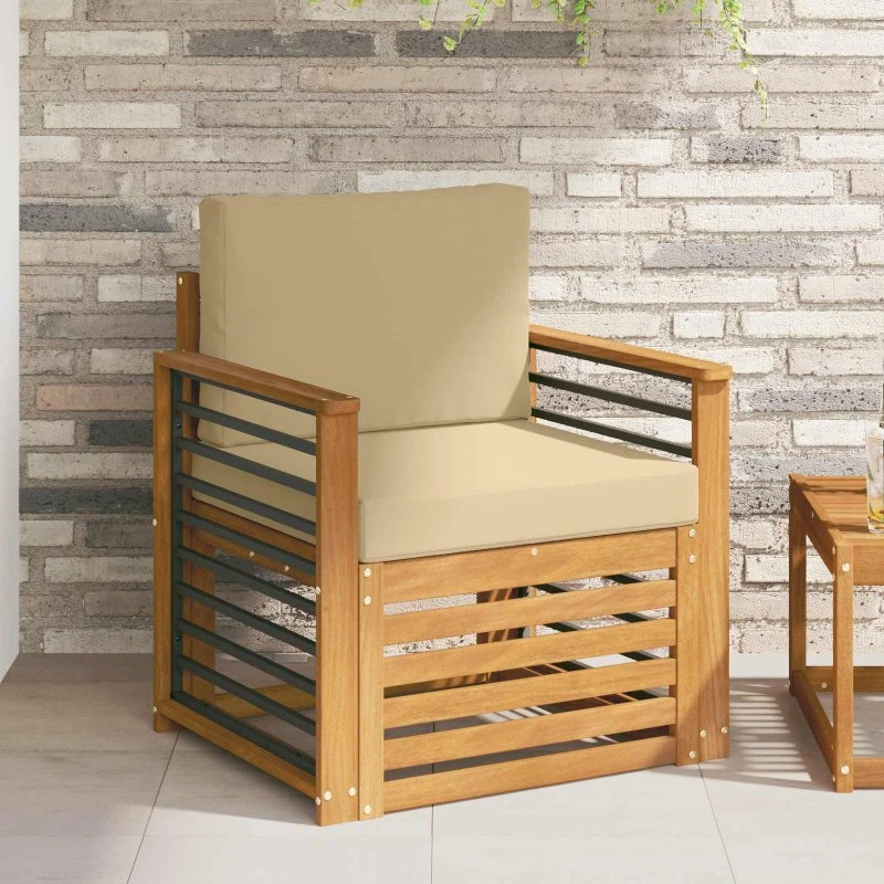 vidaXL Udendørs Sofa Soli Akacietræ 1-plads Naturfarvet