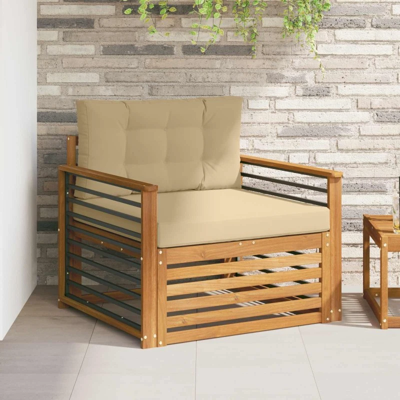 vidaXL Udendørs Sofa Soli Akacietræ 1-plads Naturlig/Beige