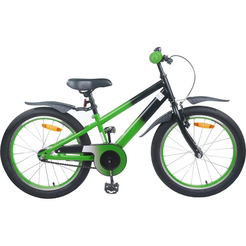 vidaXL Børnecykel 18 tommer Grøn/Sort til 5-7 år