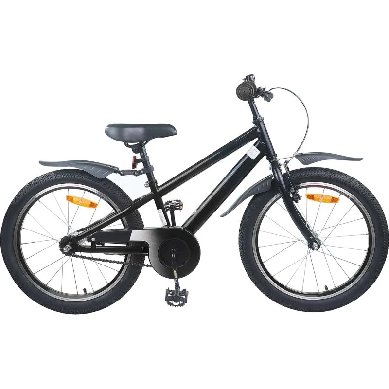 vidaXL Børnecykel 18" Sort, Enkelt Gear, Stålramme