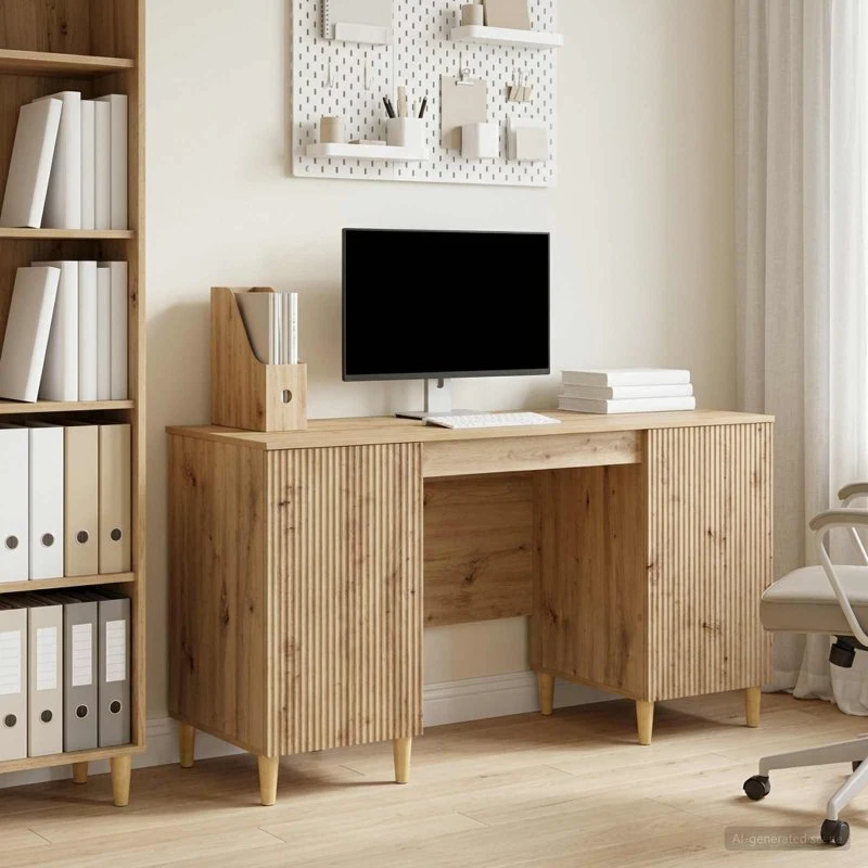 vidaXL Bord med hylde Artisan-eg 142,5 x 50 x 75 cm