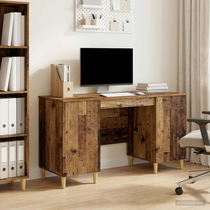 vidaXL Bord med hylde Gammelt træ 142,5 x 50 x 75 cm