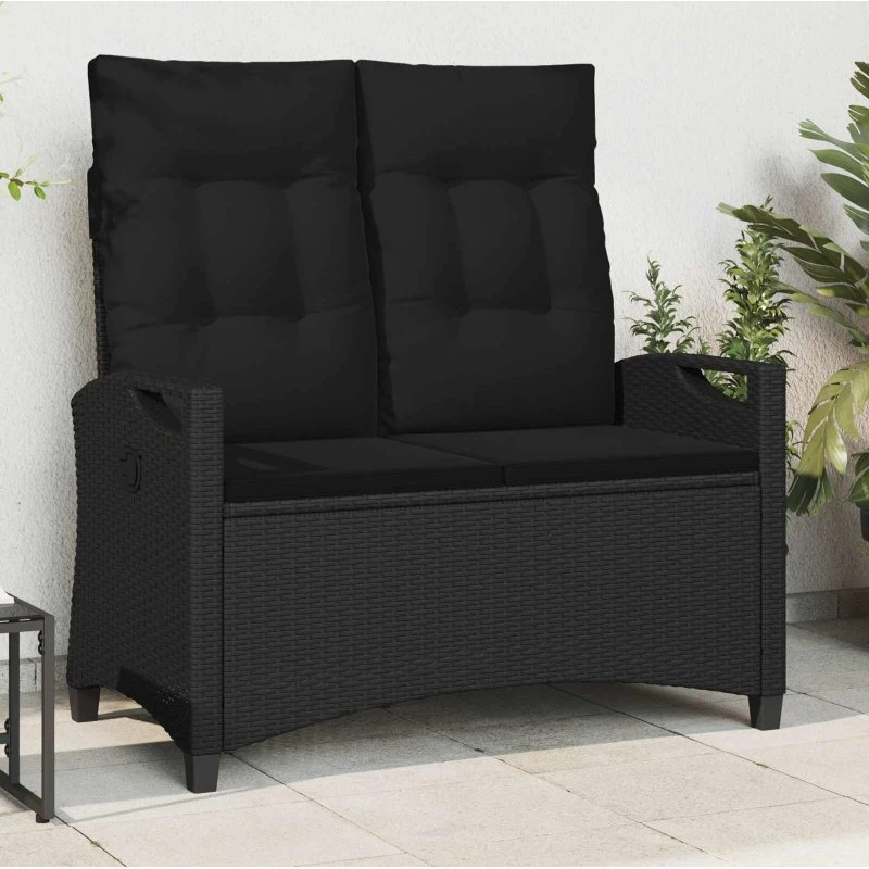 vidaXL Havebænk med pude, sort, 105 x 60 x 112 cm