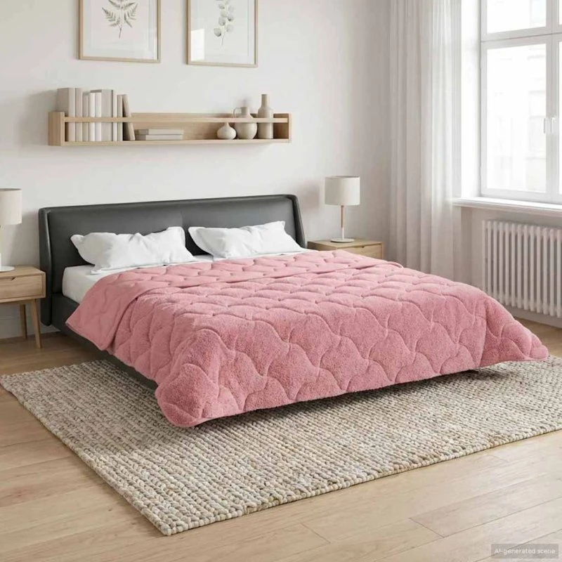 vidaXL Vinterdyne Lyserød 220x240 cm Mikrofiber & Teddy Fleece