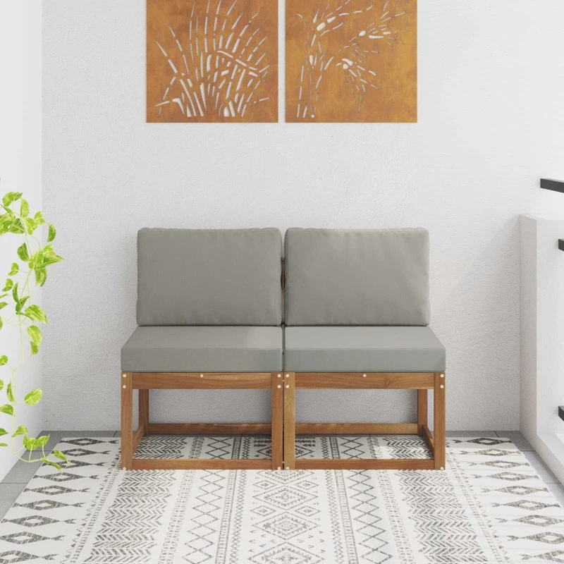 vidaXL 2 Stk Mellemsofa Akacietræ Naturfarvet
