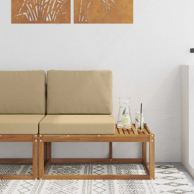 vidaXL Udendørs Modulsofa i Akacietræ, Natur, 91 x 63 x 73 cm
