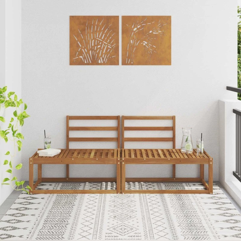 vidaXL Udendørs Modulsofa 2 Stk Naturfarvet 182,5 x 63 x 73 cm