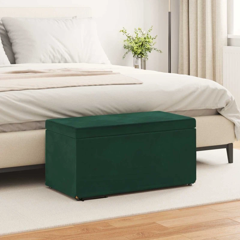 vidaXL Taburet Mørkegrøn 81 x 41 x 40 cm Velour og Konstrueret Træ